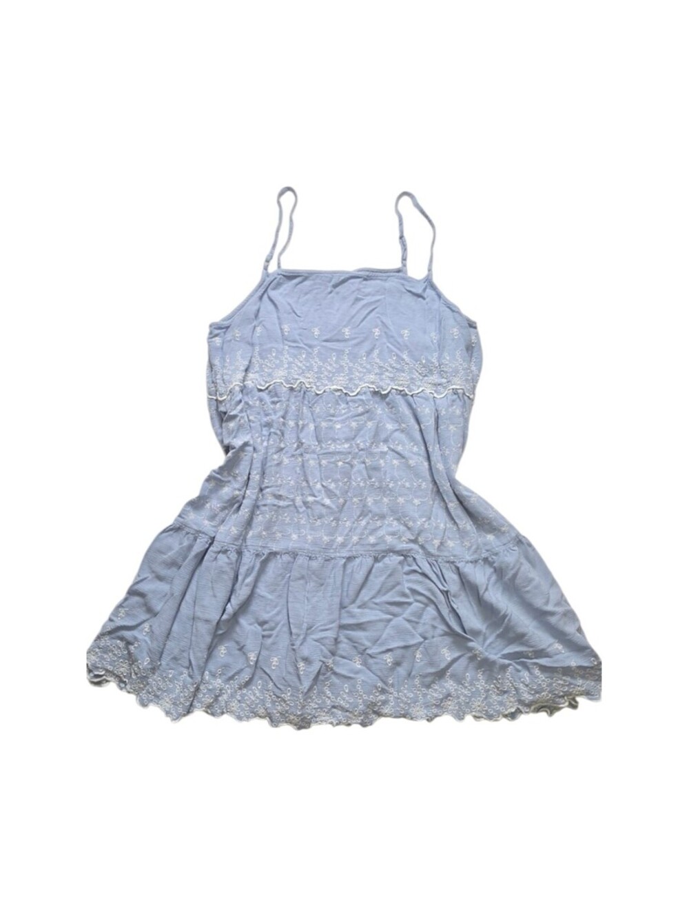 American Eagle Blue Eyelet Embroidered Mini Dress Babydoll Cami Cottagecore L